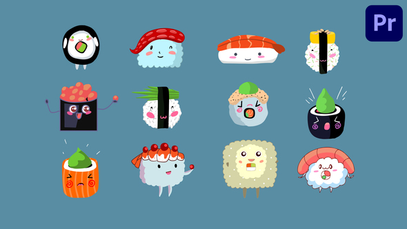 Photo of Sushi Stickers Emoji Animations for Premiere Pro – Videohive 58198434