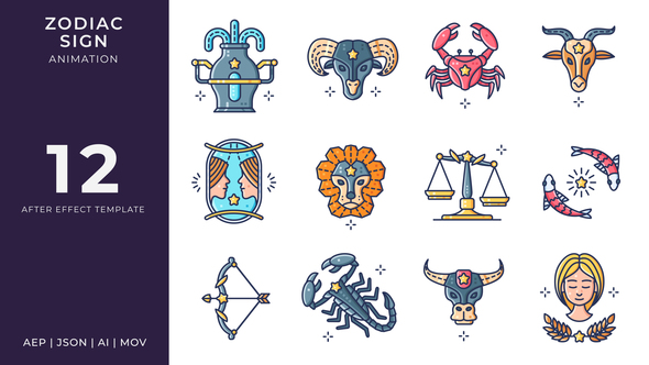 Photo of Zodiac Sign Animated Icons | After Effects – Videohive 57932357