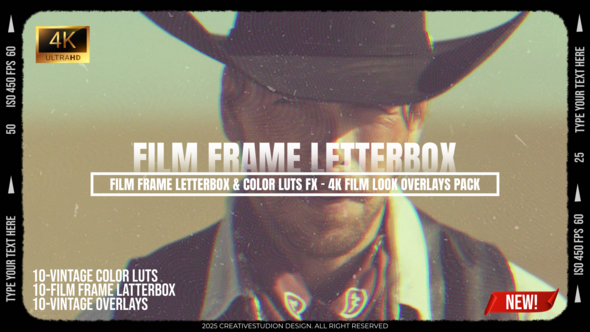 Photo of Film Frame Letterbox & Color LUTs FX – 4K Film Look Overlays Pack – Videohive 58423728