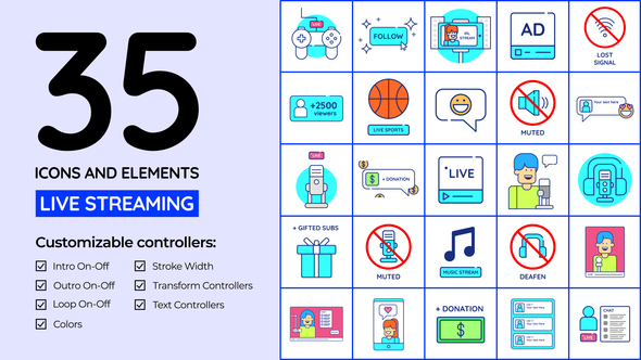 Photo of Live Streaming Icons and Elements – Videohive 58338263