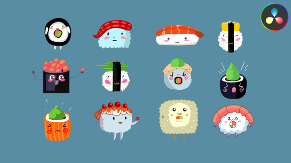 Photo of Sushi Stickers Emoji Animations for DaVinci Resolve – Videohive 58310008
