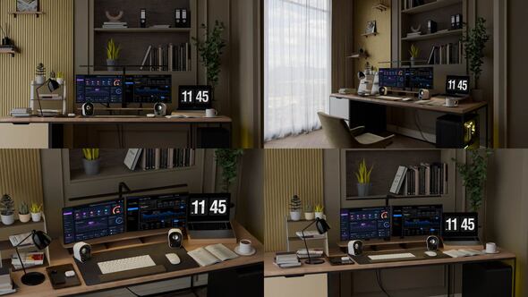 Photo of Workflow monitor and computer laptop in the room MOGRT – Videohive 58609654