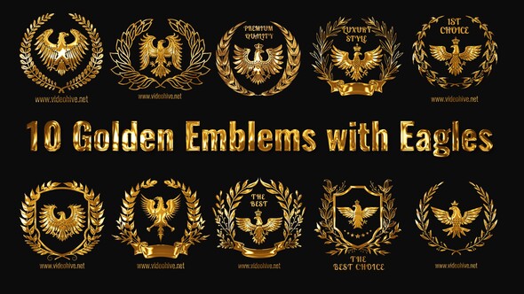 Photo of 10 Golden Emblems with Eagles – Videohive 58930787