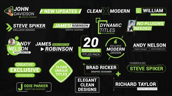 Photo of 20 Modern Titles Pack – Videohive 58770122