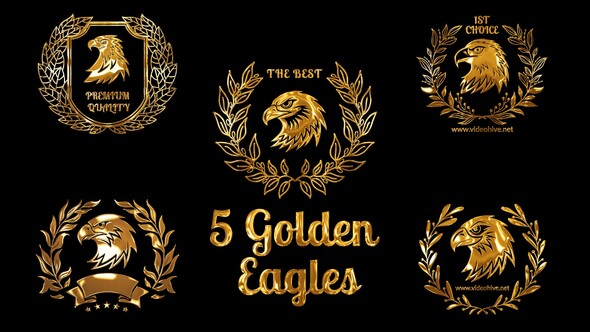 Photo of 5 Golden Emblems with Eagles Heads – Videohive 59048100