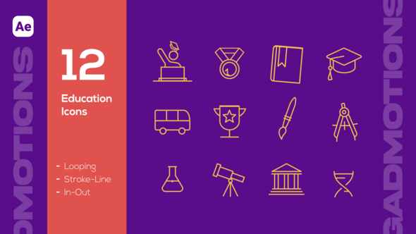 Photo of Animated Education Line Icons Pack – Videohive 59089802