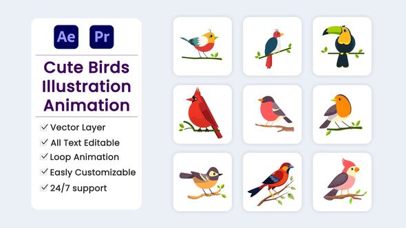 Photo of Cute Birds illustration – Videohive 59108153