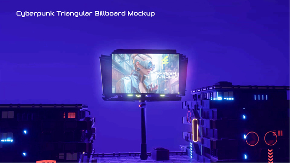 Photo of Cyberpunk Triangular Billboard Mockup – Videohive 58988367