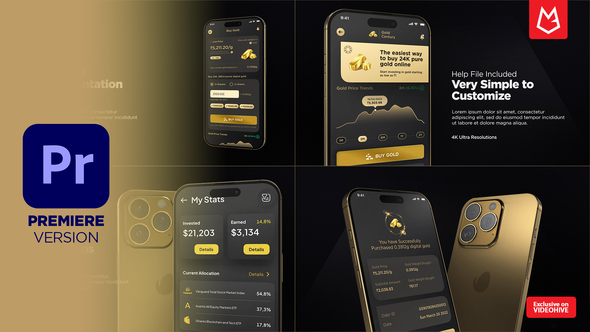 Photo of Gold Phone App Promo Mockup | Premiere Version – Videohive 58931111