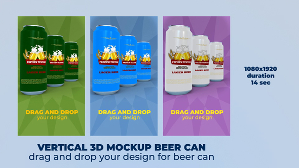 Photo of Vertical 3D Mockup Beer Can – Videohive 58891060