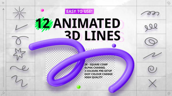 Photo of 12 animated 3D lines – Videohive 59907766