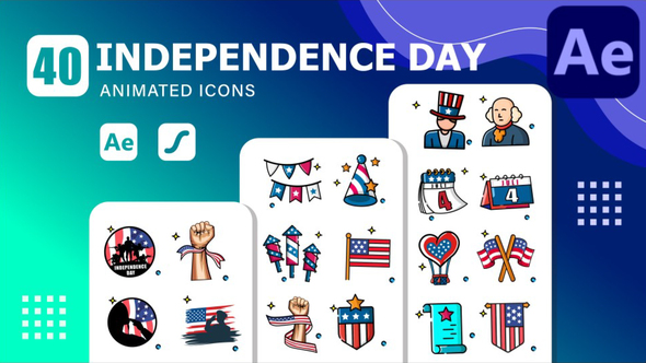 Photo of 40 USA Independence Day Icons Pack Animated | After Effects & Lottie Animation – Videohive 58637716