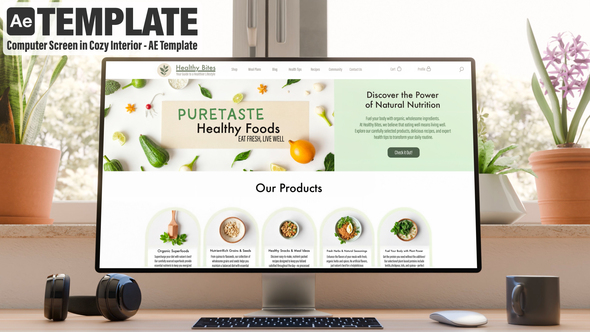 Photo of Computer Monitor Screen Mockup | 10 Scenes Set – Cozy Interior AE Template – Videohive 57593290