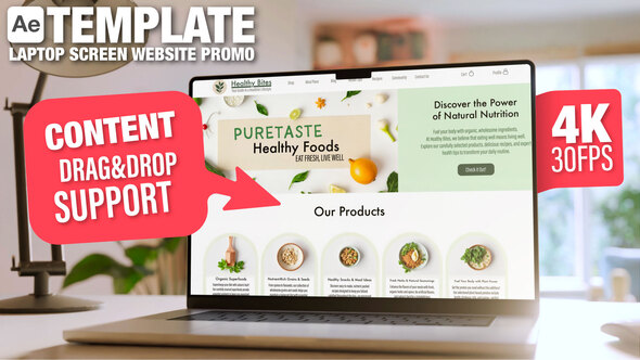 Photo of Laptop Screen Mockup in Cozy Room – 30sec Website or Application Promo – 6 Scenes AE Template – Videohive 53497088