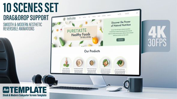 Photo of Computer Monitor Screen Mockup | 10 Scenes Set – Sleek & Modern After Effects Template – Videohive 57272921