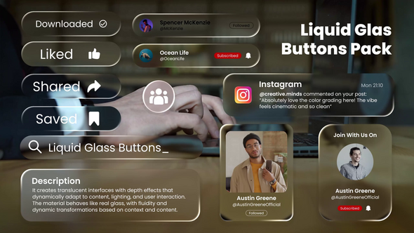 Photo of Liquid Glass UI Elements MOGRT – Videohive 60421352