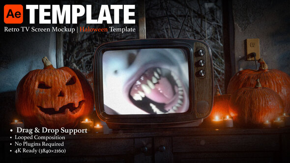 Photo of Retro TV Screen Mockup | Haloween Horror Atmosphere | 4K Looped Template – Videohive 60364445