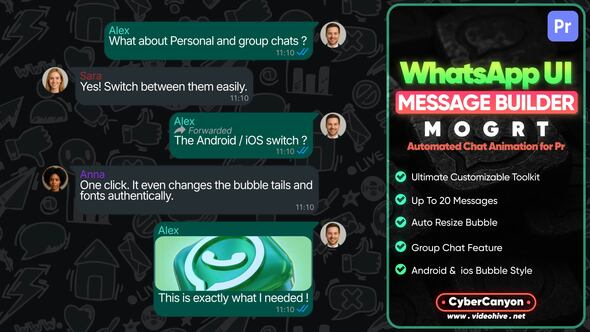 Photo of WhatsApp UI – Message Builder Mogrt – Videohive 60400142