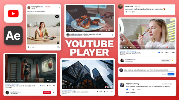 Photo of YouTube Player, Post, Comment UI Mockups – Videohive 37512537