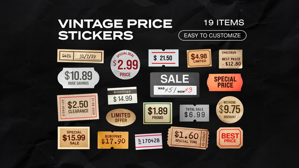 Photo of Animated Vintage Price Stickers – Videohive 60842396