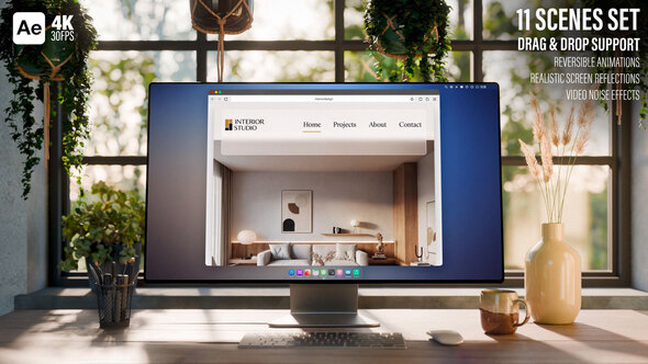 Photo of Computer Monitor Screen Mockup | Loft Style | After Effects Template | 11 Scenes Set – Videohive 60748727