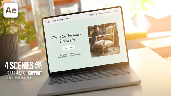 Photo of Laptop Screen Mockup In Cozy Sunny Room – 30Sec Promo – 4 Scenes Ae Template – Videohive 54072812