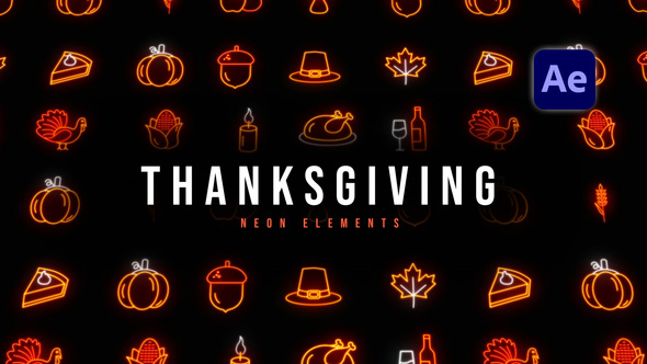 Photo of Thanksgiving Neon Elements – Videohive 60649392
