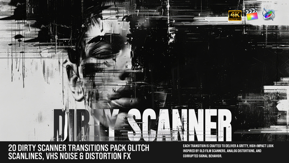 Photo of 20-Dirty Scanner Transitions Pack – Glitch Scanlines, VHS Noise & Distortion FX For FCPX – Videohive 60919163