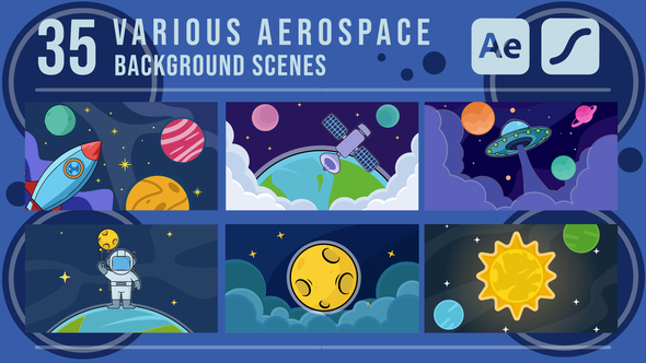 Photo of set of aerospace background scenes cartoon animation video – Videohive 61026744