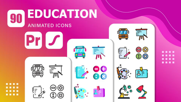 Photo of 90 Education Icons | Premiere Pro & Lottie Animation – Videohive 61256828