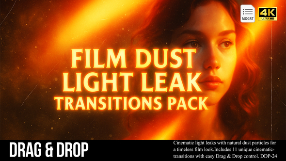 Photo of Film Dust Light Leak Transitions Pack MOGRT – Videohive 61368617
