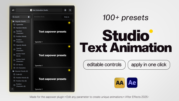 Photo of Studio Text Animation: 100+ Text Presets with Custom Controls for After Effects – Videohive 61566714