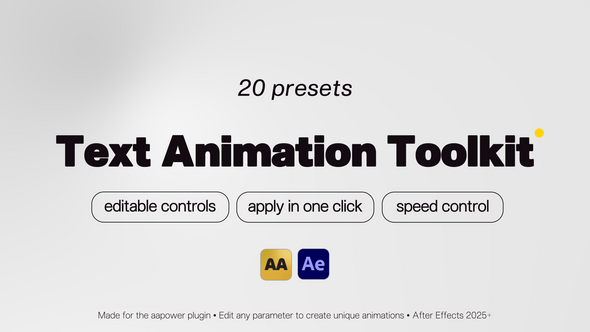 Photo of Text Animation Toolkit: 20 Trendy Text Presets & Editable Controls for After Effects – Videohive 61453046