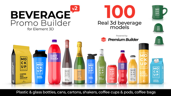 Photo of Beverage Promo Builder | 100+ 3D Drink Mockups with Element 3D for After Effects – Videohive 44825750