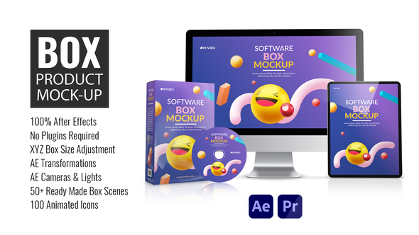 Photo of 3D Box Product Mockup for After Effects + Premiere Pro – Photoreal, 4K Resizable, XYZ Sliders – Videohive 33176397