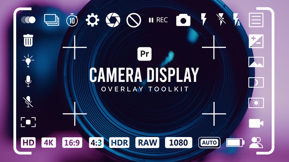 Photo of Camera Viewfinder Display Overlays — 32 Icons, 4K/HD + Portrait/Square for Premiere Pro – Videohive 53719860