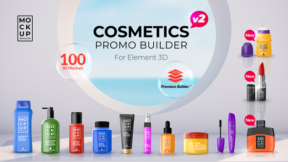 Photo of Cosmetics Promo Builder v2 | 100+ 3D Beauty Mockups with Element 3D for After Effects – Videohive 27750938