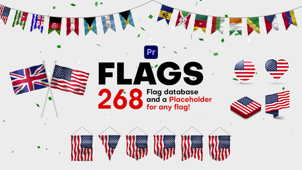 Photo of Flags for Premiere Pro – 268 Nation Flag Library + 16 Customizable Setups (MOGRT) – Videohive 48107289
