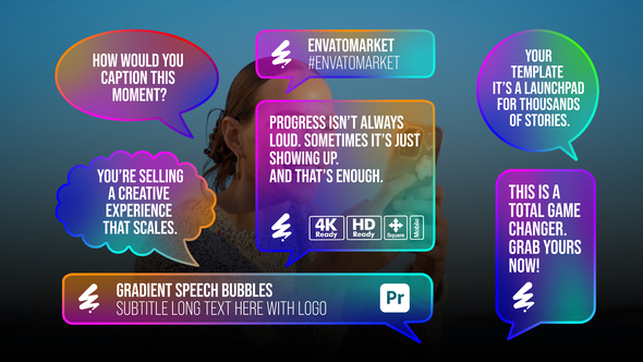 Photo of Gradient Speech Bubbles for Premiere Pro – Animated Chat Dialog Text Message Pack – Videohive 58387546