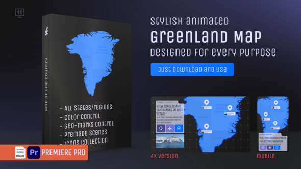 Photo of Greenland Map – Autonomous Territory (Kalaallit Nunaat) MOGRT Kit – Videohive 61691482
