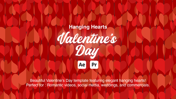 Photo of Hanging Hearts Valentine’s Day Promo Pack | Romantic Opener for After Effects & Premiere Pro – Videohive 61574346