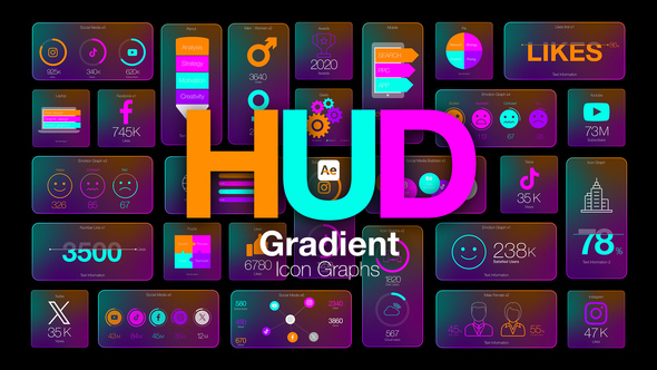 Photo of HUD Gradient Icon Graphs – Futuristic Interface Icon Charts with Gradient Data Animations – Videohive 58578249
