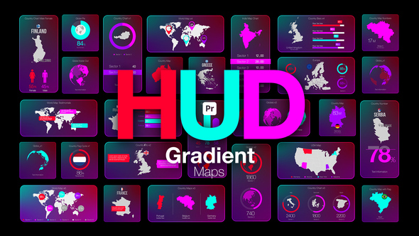 Photo of HUD Gradient Maps for Premiere Pro Futuristic Interface Map Visualizations with Gradient Data Effec – Videohive 58578370