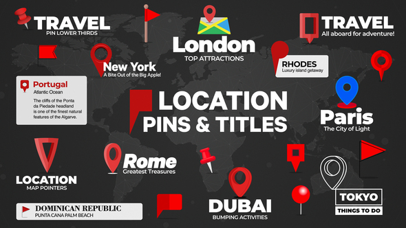 Photo of Location Pins and Text | Animated Map Pins for for Premiere Pro – Videohive 52453500