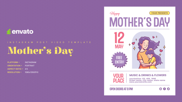 Photo of Mothers Day Instagram Post Portrait – Creative After Effects Video Template – Videohive 61993324