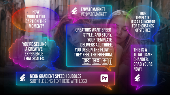 Photo of Neon Gradient Speech Bubbles for Premiere Pro – Animated Chat Dialog Text Message Pack – Videohive 58404687