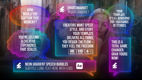 Photo of Neon Gradient Speech Bubbles – Animated Chat Dialog Text Message Pack – Videohive 58404656