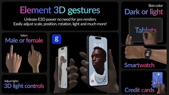 Photo of Real Hand Gestures for Element 3D – Photoreal Animated 3D Device Mockup Pack – Videohive 40637428