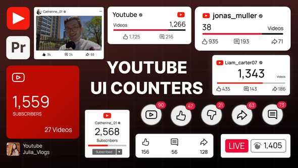 Photo of YouTube Number Counter & UI Elements – Videohive 61799499
