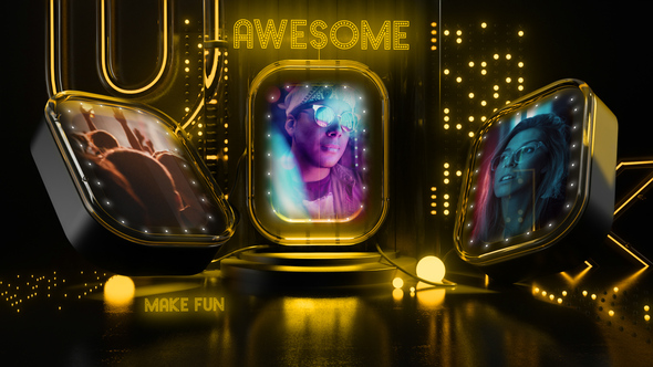 Photo of 3D Luxury Neon Intro Gold Fun Slideshow – Videohive 62111150